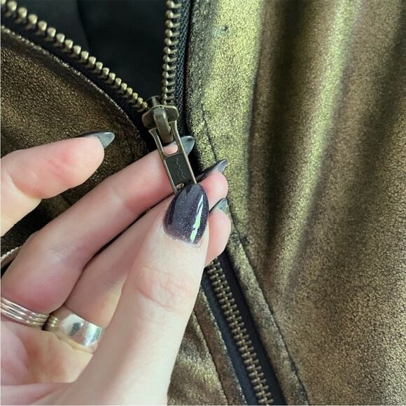 Estate Retro Metallic Bronze Women's Genuine Leather Jacket by Reba - Picture 3 of 10